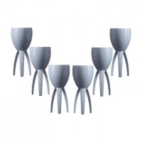 White Polycarboante Tristem Wine Glasses set of 6